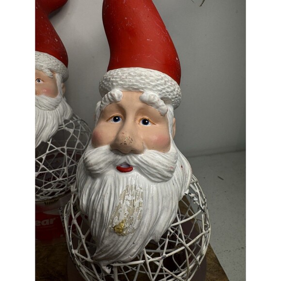 4 Dept 56 Santa Claus Face Round Wire Mesh Cage Christmas Tree Ornaments Rare - Picture 2 of 12